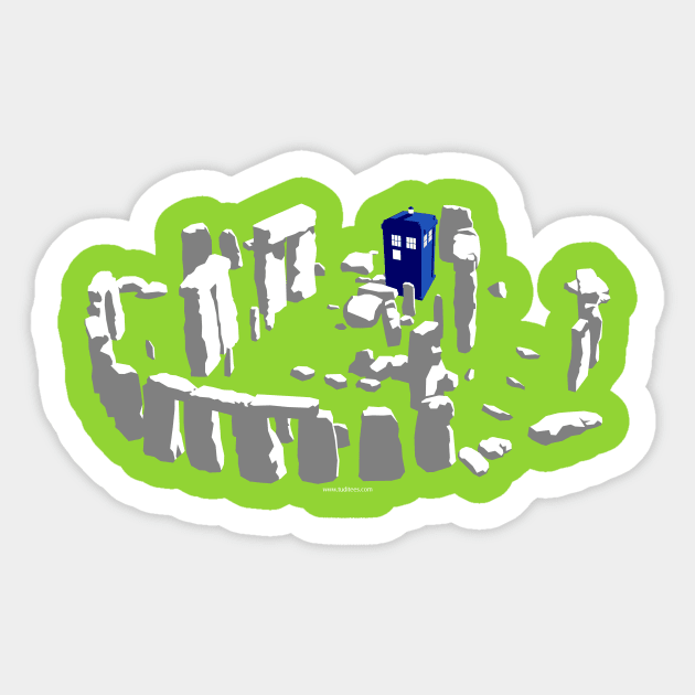 Stonehenge Tardis Sticker by tuditees